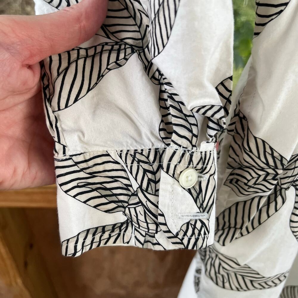 LOFT Women's Long Sleeve White & Black Bow Print Dress Size M - Picture 8 of 12